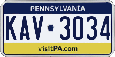 PA license plate KAV3034