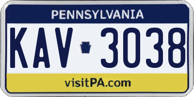 PA license plate KAV3038