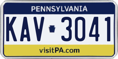 PA license plate KAV3041