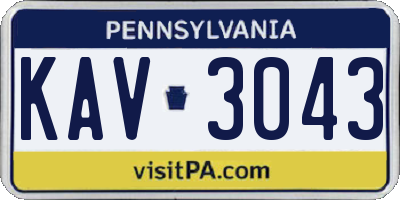 PA license plate KAV3043