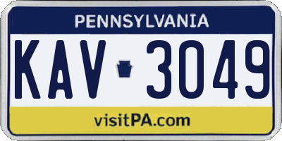 PA license plate KAV3049