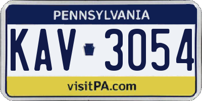 PA license plate KAV3054