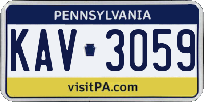 PA license plate KAV3059