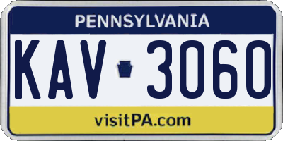 PA license plate KAV3060