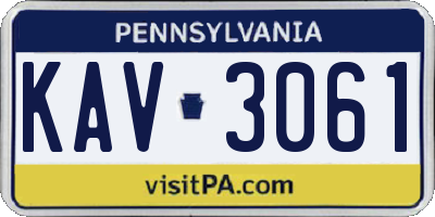 PA license plate KAV3061