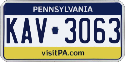PA license plate KAV3063