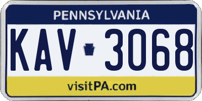 PA license plate KAV3068
