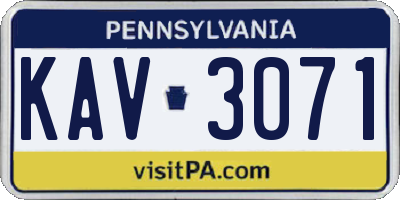 PA license plate KAV3071