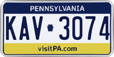PA license plate KAV3074