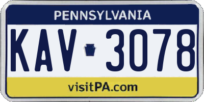 PA license plate KAV3078