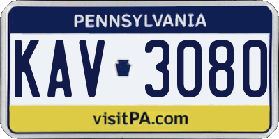 PA license plate KAV3080