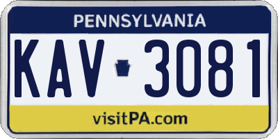 PA license plate KAV3081