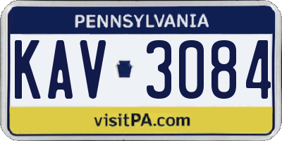 PA license plate KAV3084