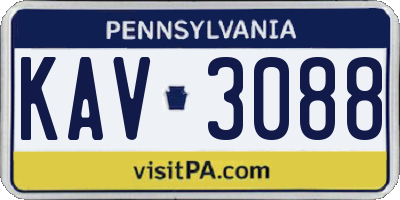 PA license plate KAV3088