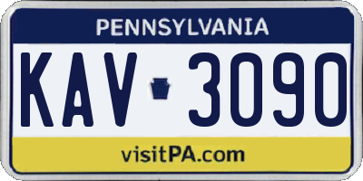 PA license plate KAV3090