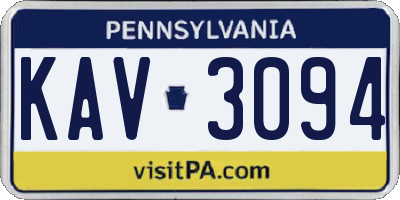 PA license plate KAV3094