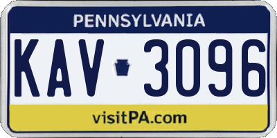 PA license plate KAV3096
