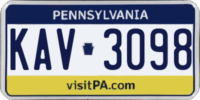 PA license plate KAV3098