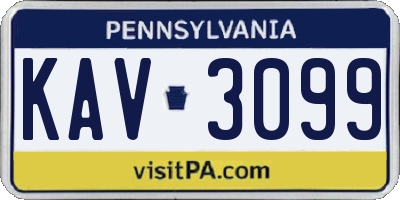 PA license plate KAV3099