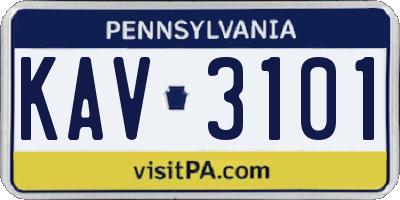 PA license plate KAV3101