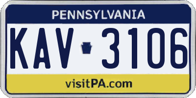 PA license plate KAV3106