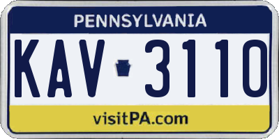 PA license plate KAV3110