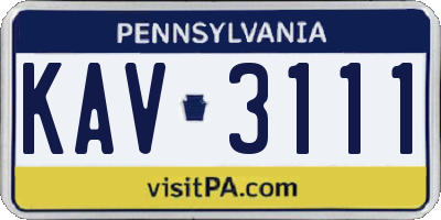 PA license plate KAV3111