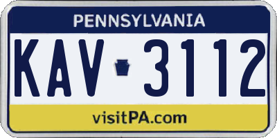 PA license plate KAV3112
