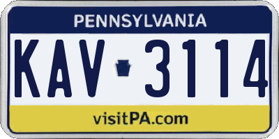 PA license plate KAV3114