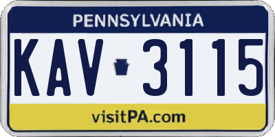 PA license plate KAV3115