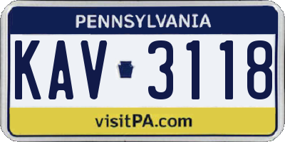 PA license plate KAV3118