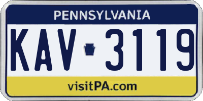 PA license plate KAV3119