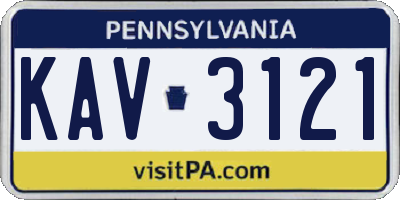 PA license plate KAV3121