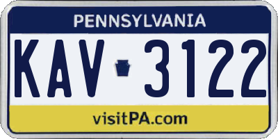 PA license plate KAV3122