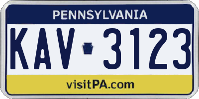 PA license plate KAV3123