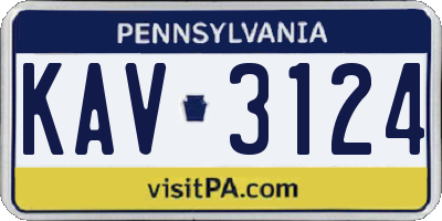 PA license plate KAV3124