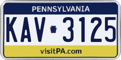 PA license plate KAV3125