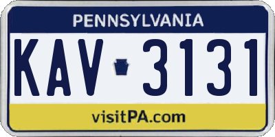 PA license plate KAV3131