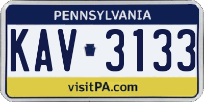PA license plate KAV3133