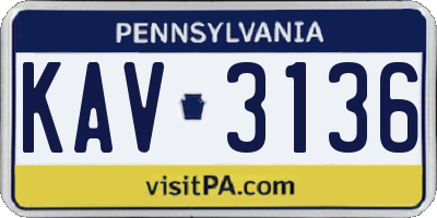 PA license plate KAV3136