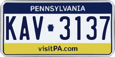 PA license plate KAV3137