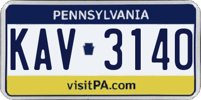 PA license plate KAV3140