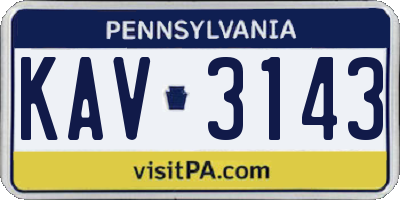 PA license plate KAV3143