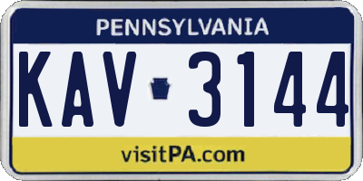 PA license plate KAV3144
