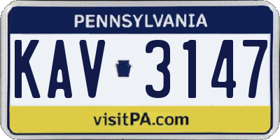 PA license plate KAV3147