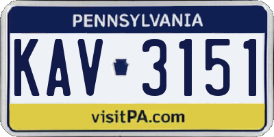 PA license plate KAV3151