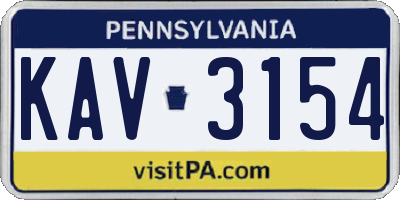 PA license plate KAV3154