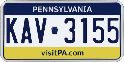PA license plate KAV3155