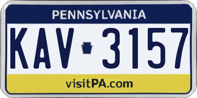 PA license plate KAV3157