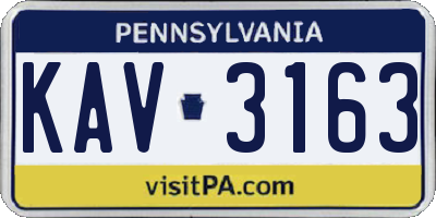 PA license plate KAV3163